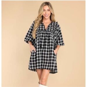 Red Dress Boutique Plaid Button-Down Tunic Dress – Small